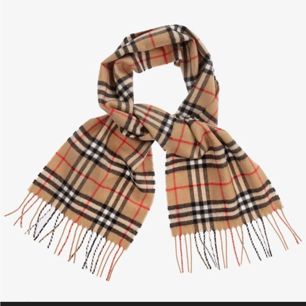 Burberry Beige and Black Plaid Scarf